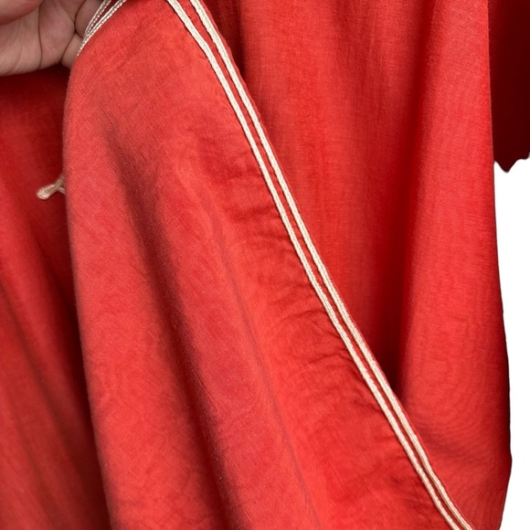 El Abadi Size XL Caftan Brick Red Ornate Embroidered Cotton Tunic Desert Prayer - Picture 10 of 14